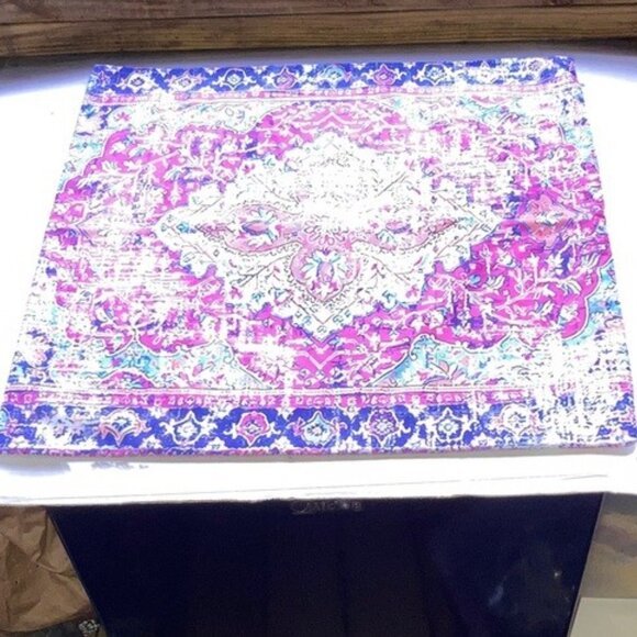 Boho Bohemia Carpet Pattern Pink Purple Blue Square  Pillow Cover 19 x 19 inches - Picture 1 of 9